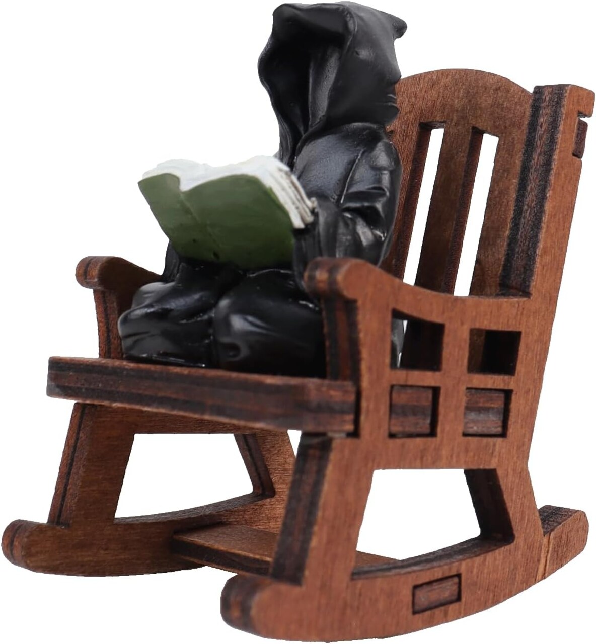 Halloween Figurines Ghost Reading Book Grim Reaper(Black Grim Reaper-reading)